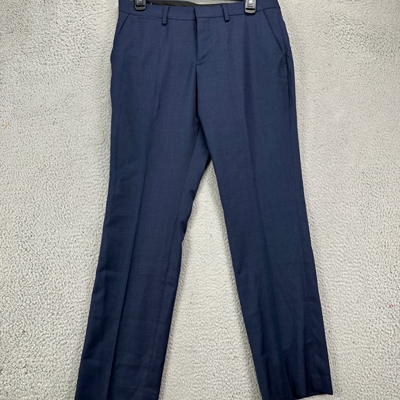 Express Other - Express Mens Photographer Dress Pants 29X30 Blue Flat Front Pockets Wool Blend